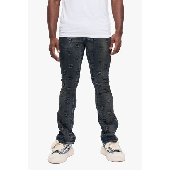 Valabasas Men's Tagged Stacked Denim Flare In Dirty Vintage Jeans Size 32 - Picture 4 of 16